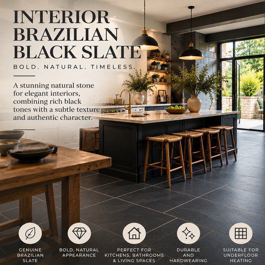 Interior Brazilian Black Slate Paving Tiles