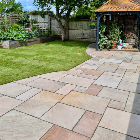 Autumn Brown Indian Sandstone Paving (290x600mm, 19.1m² Single Size Pack 22mm Calibrated)