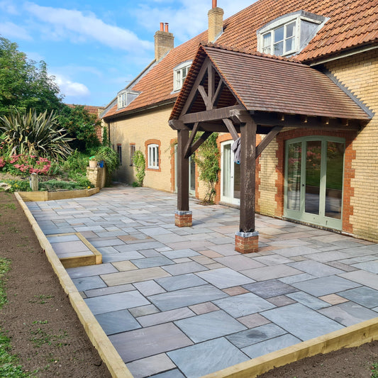 Autumn Brown Indian Sandstone Paving (600x600mm, 18.9m² Single Size Pack 22mm Calibrated)