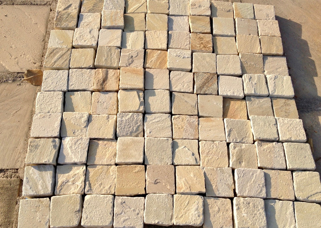Mint Fossil Indian Sandstone Cobbles/Setts