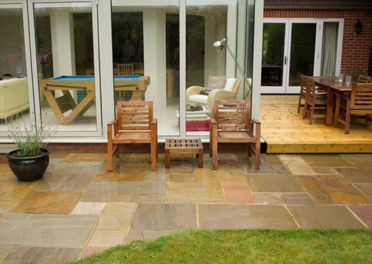 Raj Green Indian Sandstone Paving (900x600mm Pack 22mm Calibrated 18.6m²)