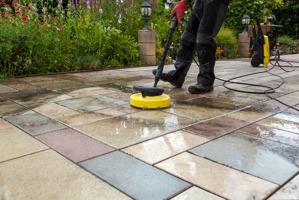 Patio cleaning with professional equipment