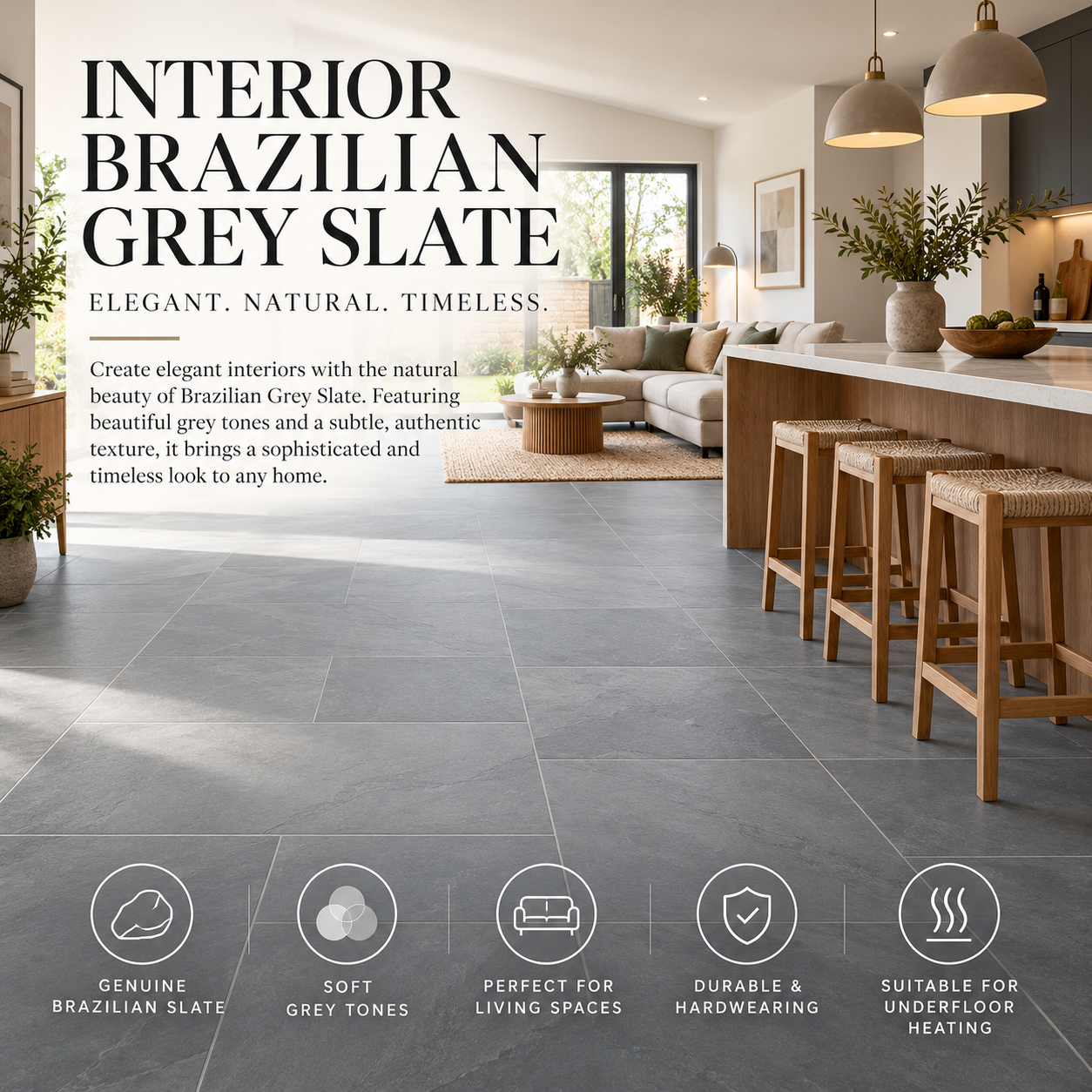 Interior Brazilian Grey Slate Paving Tiles