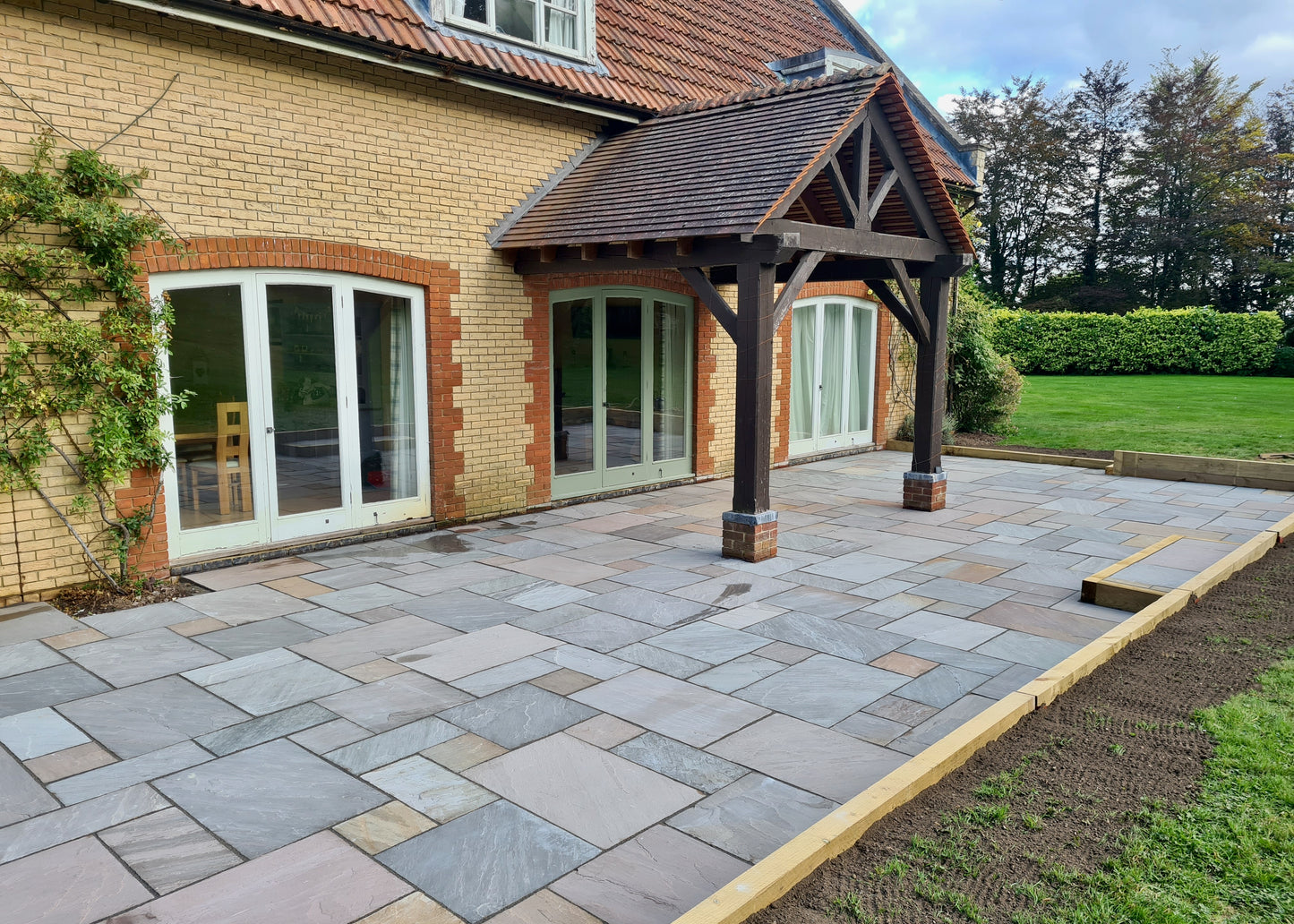 Autumn Brown Indian Sandstone Paving Slabs