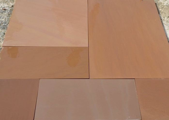 Sawn Autumn Brown Smooth Indian Sandstone Paving 22mm