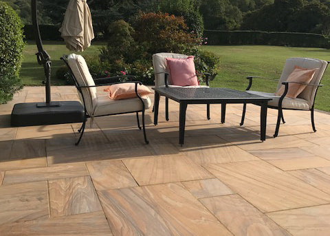 Sawn Rainbow Smooth Indian Sandstone Paving